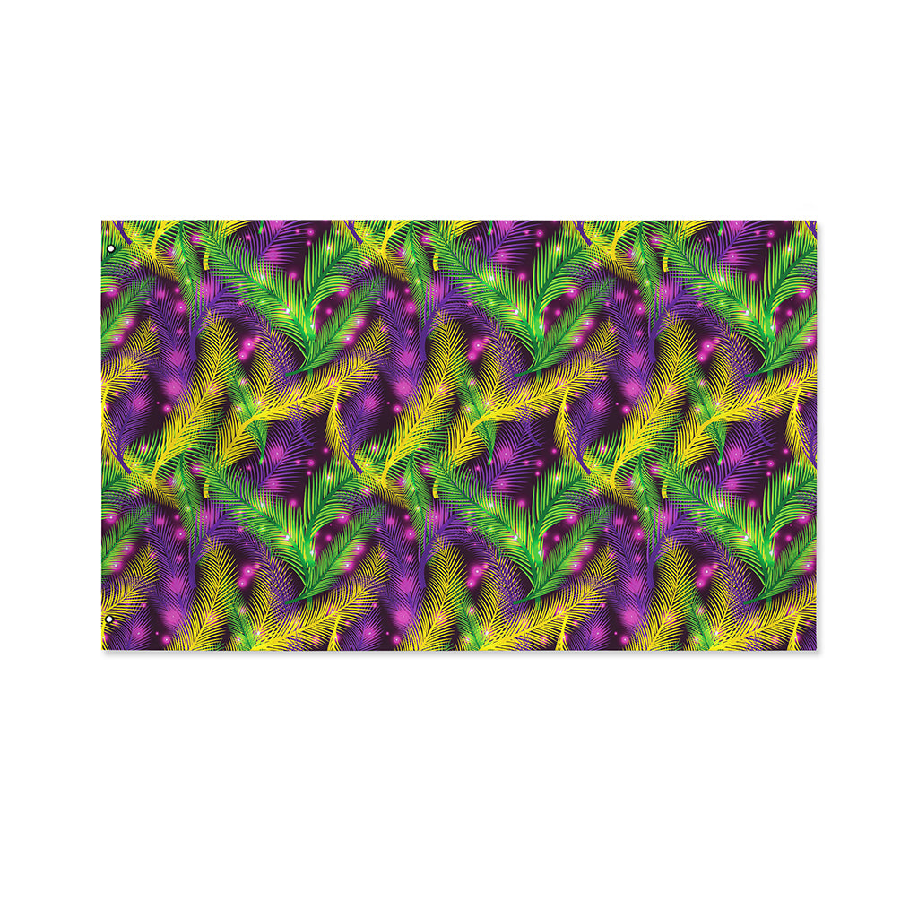 Mardi Gras Palm Leaf Pattern Print Polyester Flag