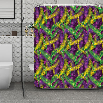 Mardi Gras Palm Leaf Pattern Print Polyester Shower Curtain
