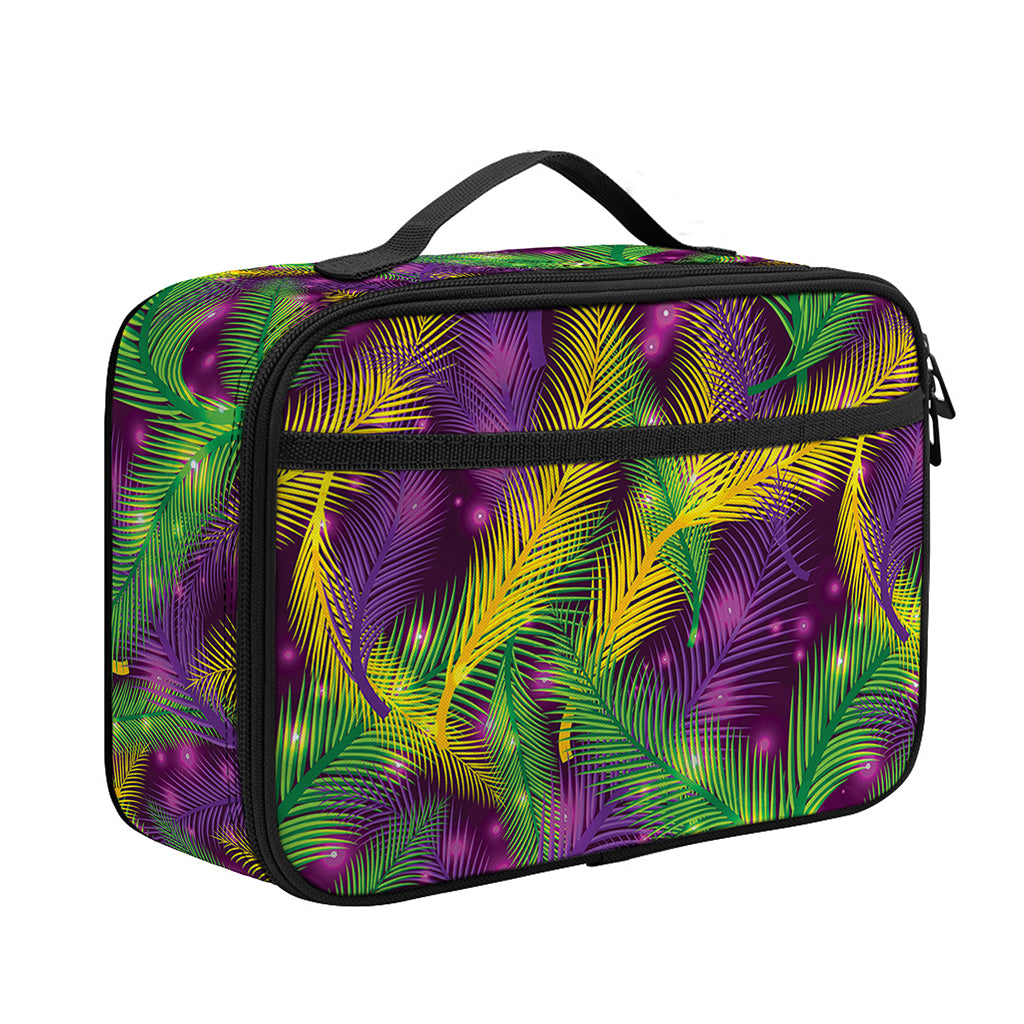 Mardi Gras Palm Leaf Pattern Print Portable Lunch Bag