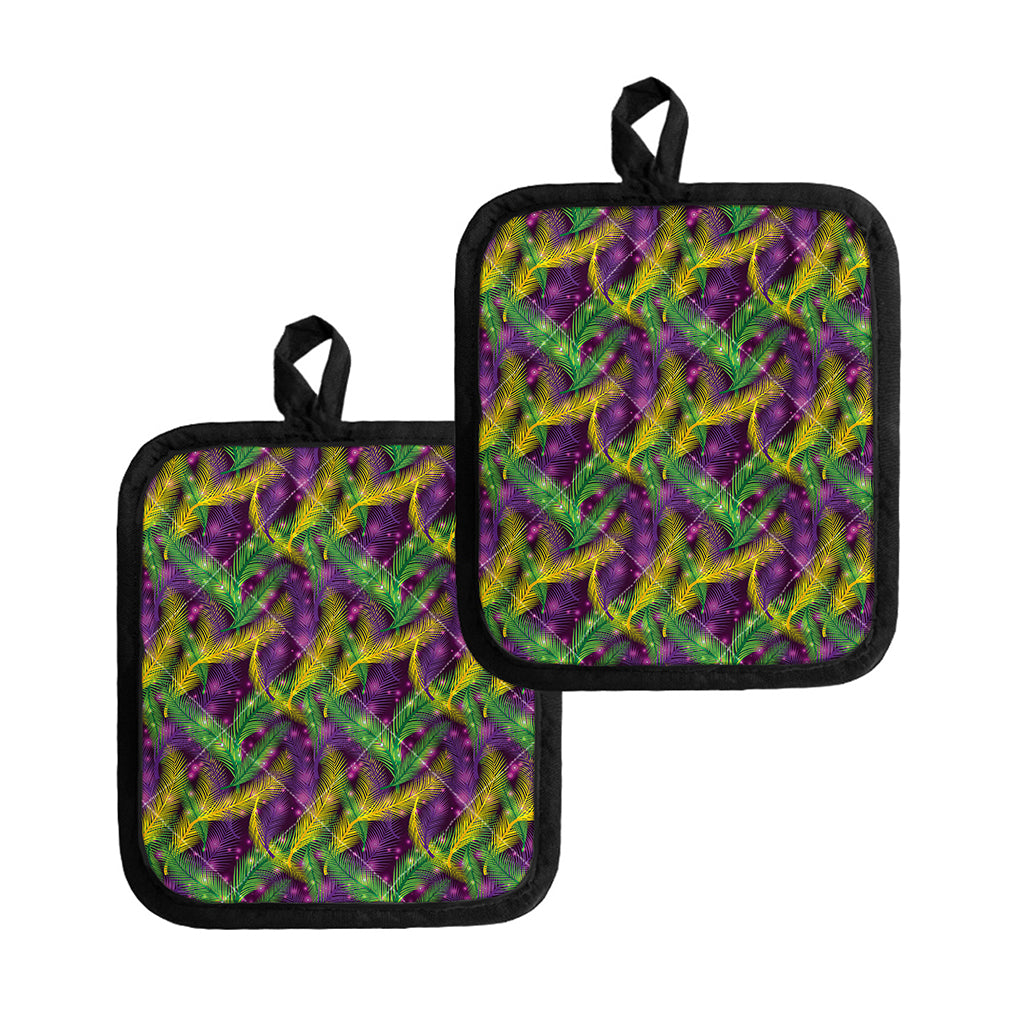 Mardi Gras Palm Leaf Pattern Print Pot Holders