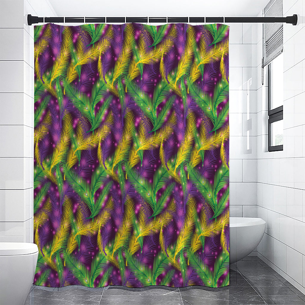 Mardi Gras Palm Leaf Pattern Print Premium Shower Curtain