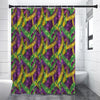 Mardi Gras Palm Leaf Pattern Print Premium Shower Curtain