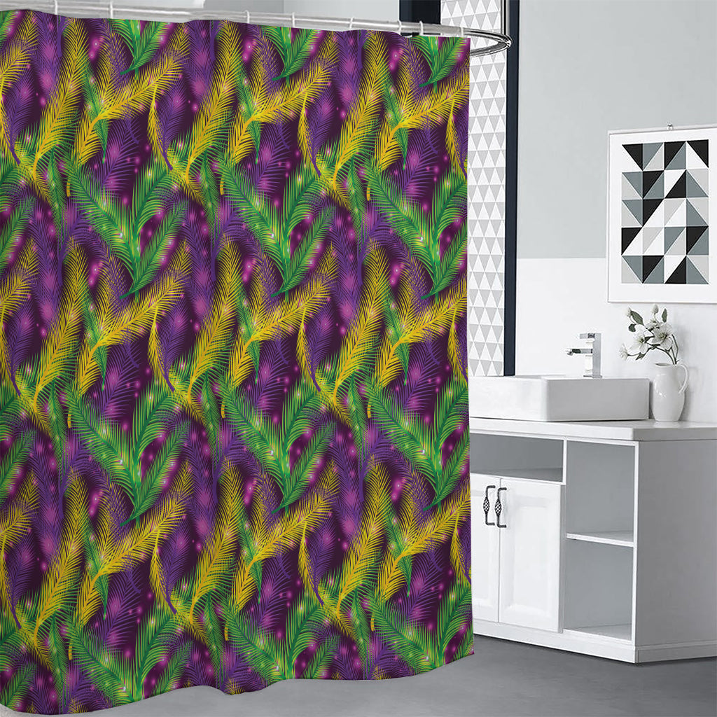Mardi Gras Palm Leaf Pattern Print Premium Shower Curtain