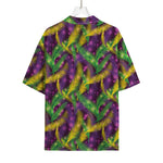 Mardi Gras Palm Leaf Pattern Print Rayon Hawaiian Shirt