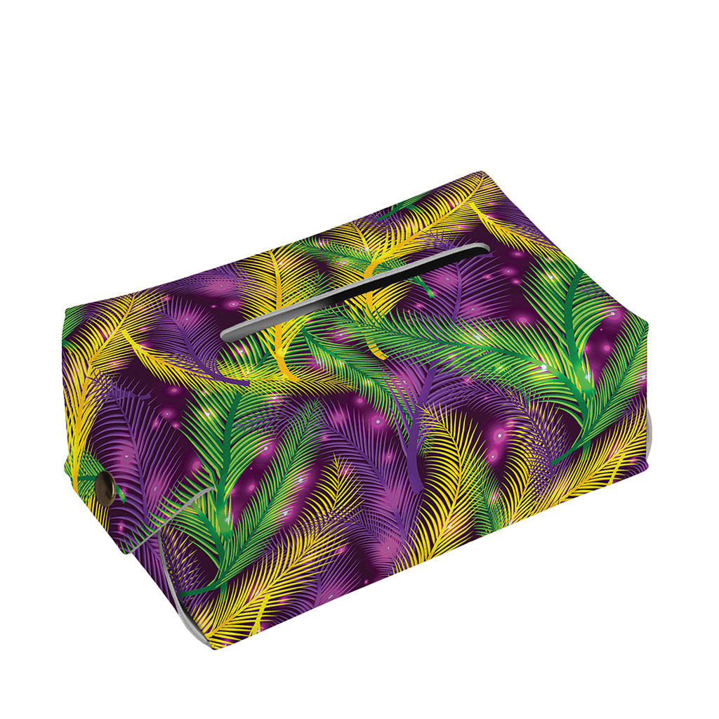 Mardi Gras Palm Leaf Pattern Print Rectangle Tissue Box Cover
