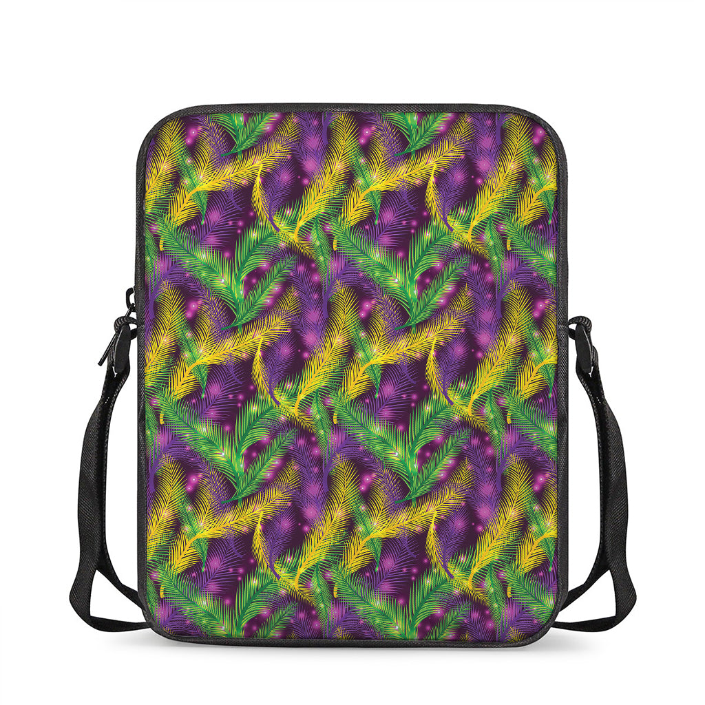 Mardi Gras Palm Leaf Pattern Print Rectangular Crossbody Bag