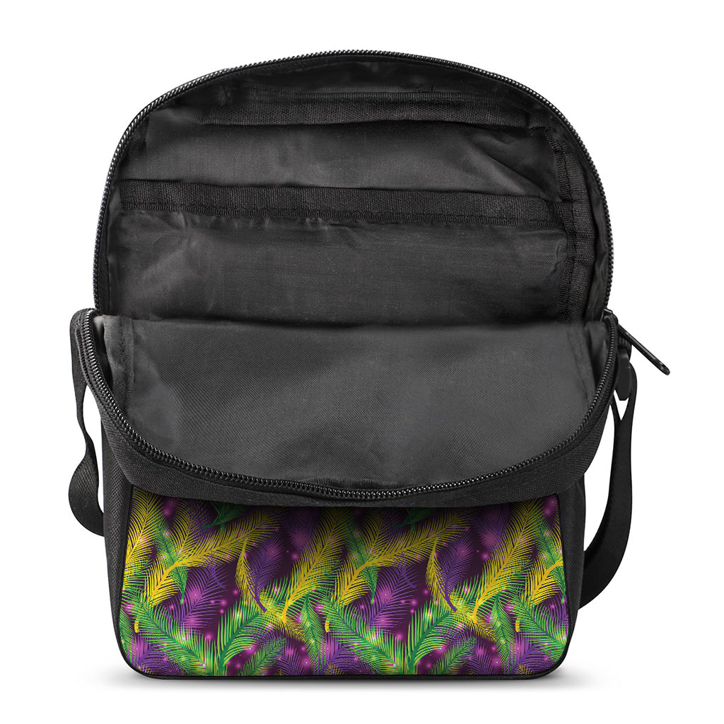 Mardi Gras Palm Leaf Pattern Print Rectangular Crossbody Bag