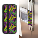 Mardi Gras Palm Leaf Pattern Print Refrigerator Handle Covers