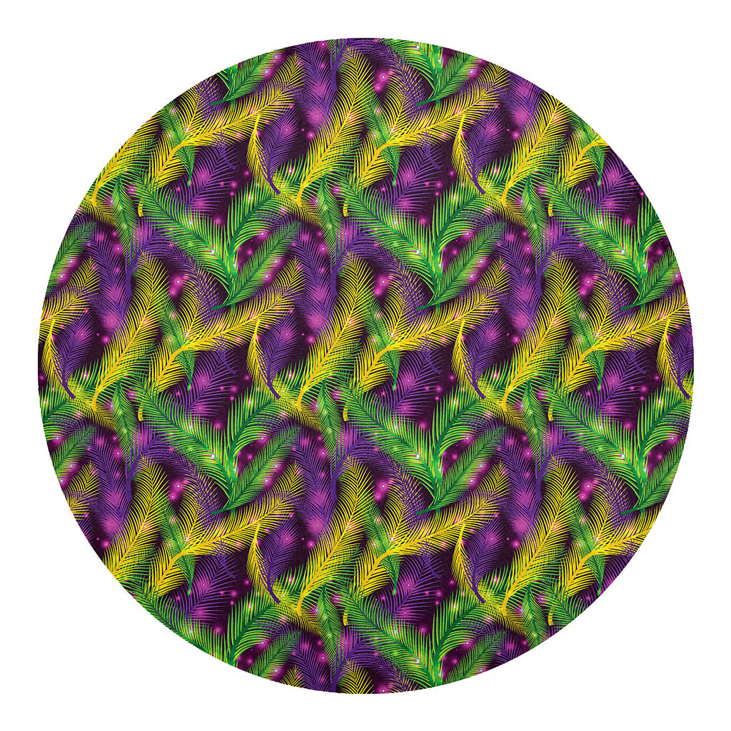 Mardi Gras Palm Leaf Pattern Print Round Blanket