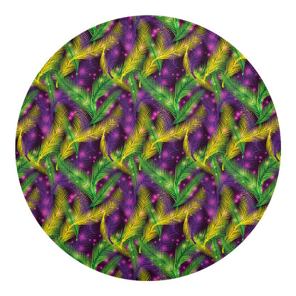Mardi Gras Palm Leaf Pattern Print Round Blanket