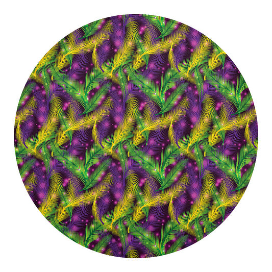 Mardi Gras Palm Leaf Pattern Print Round Blanket