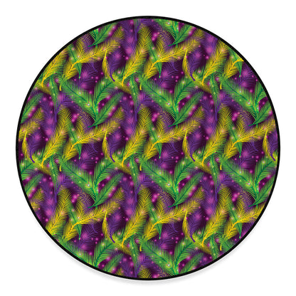Mardi Gras Palm Leaf Pattern Print Round Floor Mat