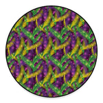 Mardi Gras Palm Leaf Pattern Print Round Floor Mat