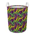Mardi Gras Palm Leaf Pattern Print Round Laundry Basket