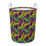 Mardi Gras Palm Leaf Pattern Print Round Laundry Basket