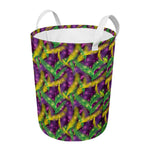 Mardi Gras Palm Leaf Pattern Print Round Laundry Basket