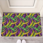 Mardi Gras Palm Leaf Pattern Print Rubber Doormat