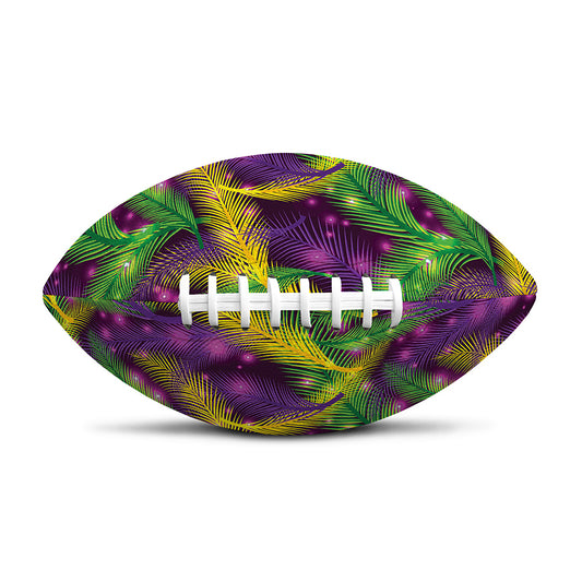 Mardi Gras Palm Leaf Pattern Print Rugby Ball