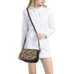 Mardi Gras Palm Leaf Pattern Print Saddle Bag