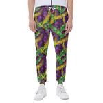 Mardi Gras Palm Leaf Pattern Print Scuba Joggers