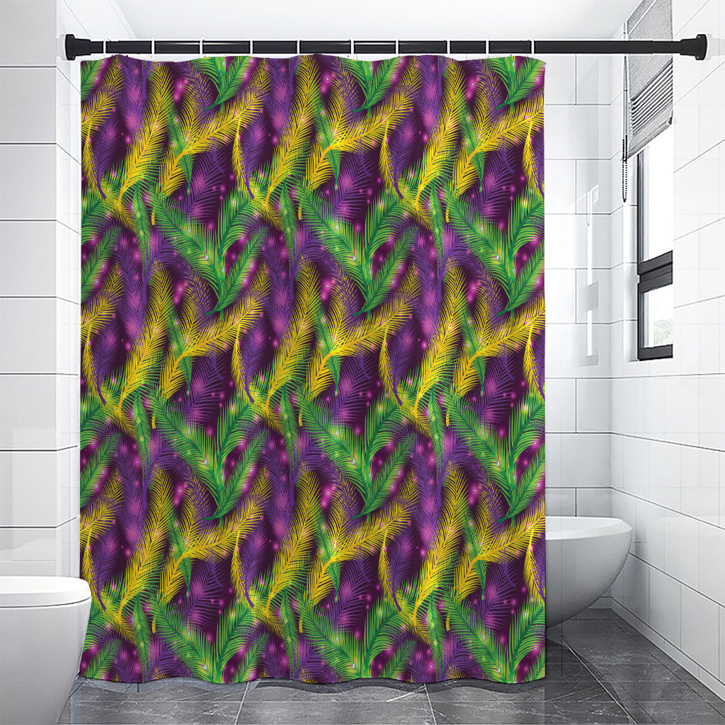 Mardi Gras Palm Leaf Pattern Print Shower Curtain