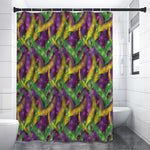 Mardi Gras Palm Leaf Pattern Print Shower Curtain