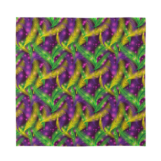 Mardi Gras Palm Leaf Pattern Print Silk Bandana