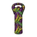 Mardi Gras Palm Leaf Pattern Print Single Neoprene Wine Tote