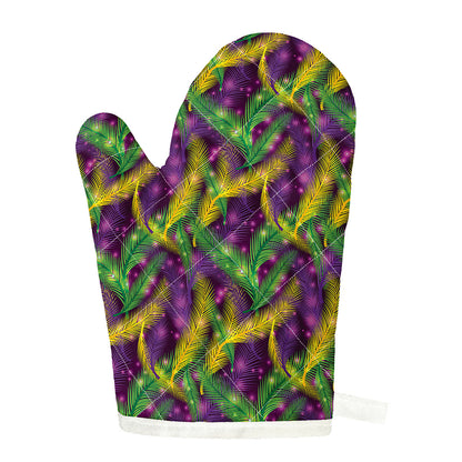 Mardi Gras Palm Leaf Pattern Print Single Oven Mitt