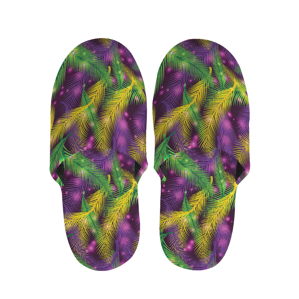 Mardi Gras Palm Leaf Pattern Print Slippers