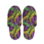 Mardi Gras Palm Leaf Pattern Print Slippers