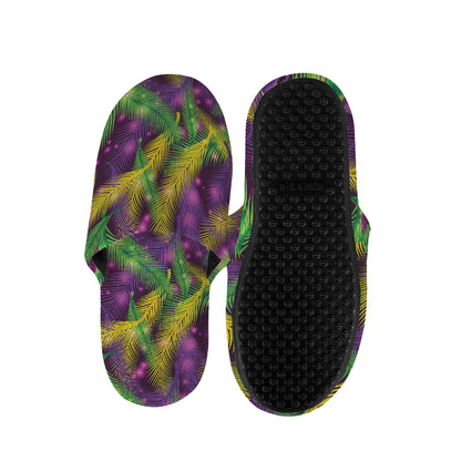 Mardi Gras Palm Leaf Pattern Print Slippers