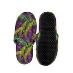 Mardi Gras Palm Leaf Pattern Print Slippers