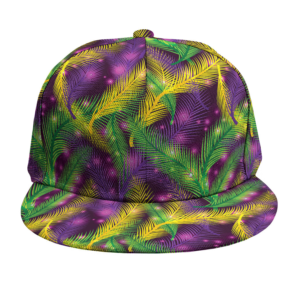 Mardi Gras Palm Leaf Pattern Print Snapback Cap