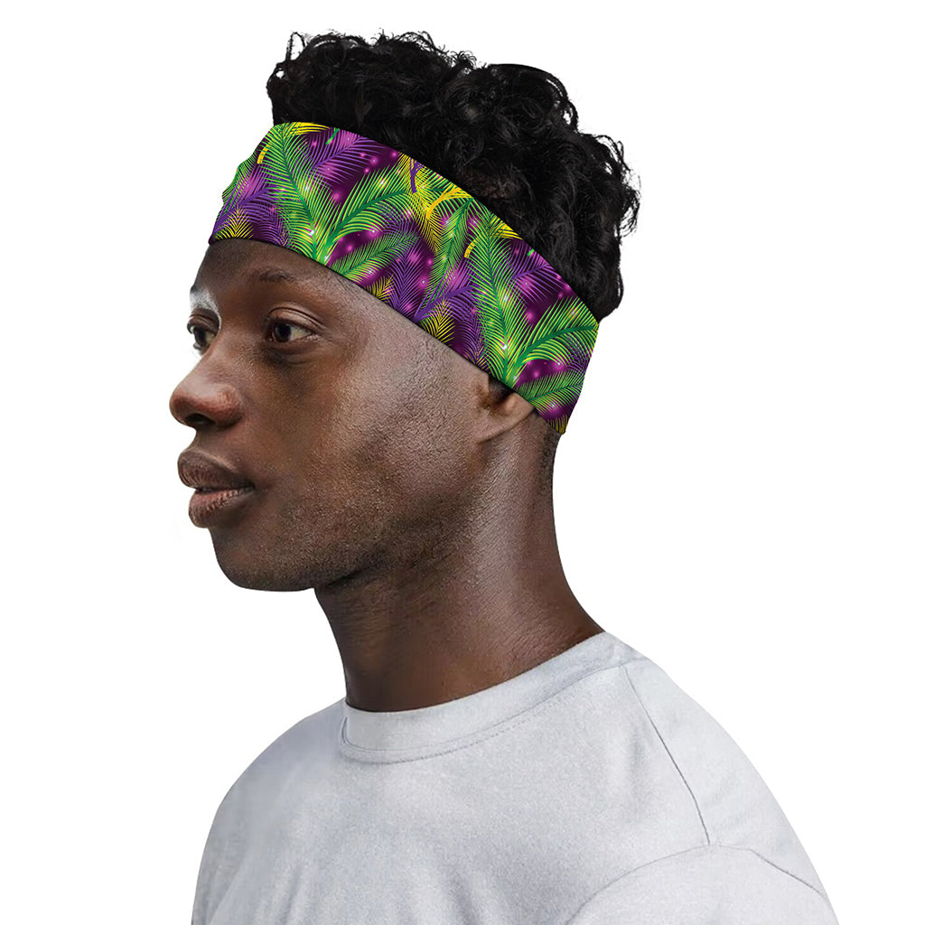 Mardi Gras Palm Leaf Pattern Print Sports Headband