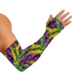 Mardi Gras Palm Leaf Pattern Print Sun Protection Arm Sleeves