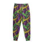 Mardi Gras Palm Leaf Pattern Print Sweatpants