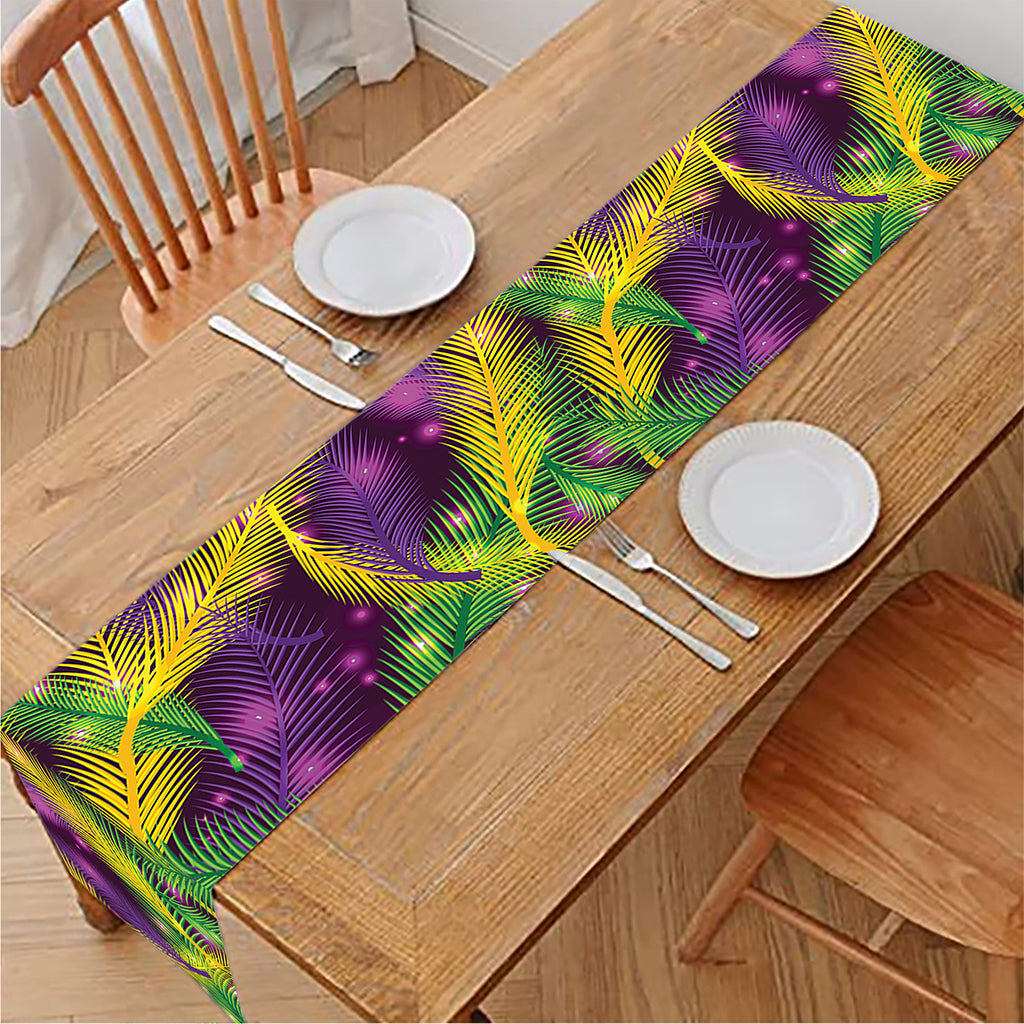 Mardi Gras Palm Leaf Pattern Print Table Runner