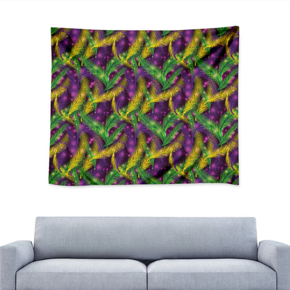 Mardi Gras Palm Leaf Pattern Print Tapestry
