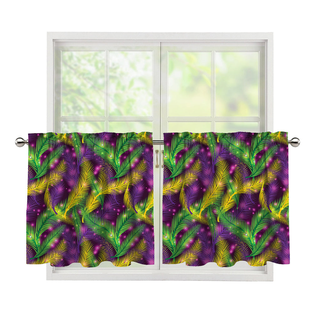 Mardi Gras Palm Leaf Pattern Print Tier Curtains