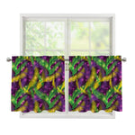 Mardi Gras Palm Leaf Pattern Print Tier Curtains