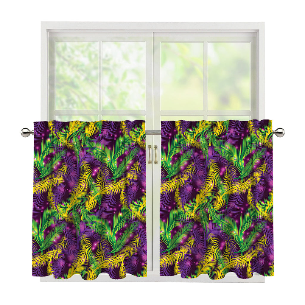 Mardi Gras Palm Leaf Pattern Print Tier Curtains