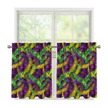 Mardi Gras Palm Leaf Pattern Print Tier Curtains