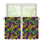 Mardi Gras Palm Leaf Pattern Print Tier Curtains