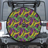 Mardi Gras Palm Leaf Pattern Print Tire Cover With Camera Hole