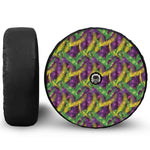 Mardi Gras Palm Leaf Pattern Print Tire Cover With Camera Hole