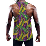 Mardi Gras Palm Leaf Pattern Print Training Tank Top