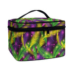 Mardi Gras Palm Leaf Pattern Print Travel Makeup Bag