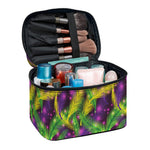 Mardi Gras Palm Leaf Pattern Print Travel Makeup Bag