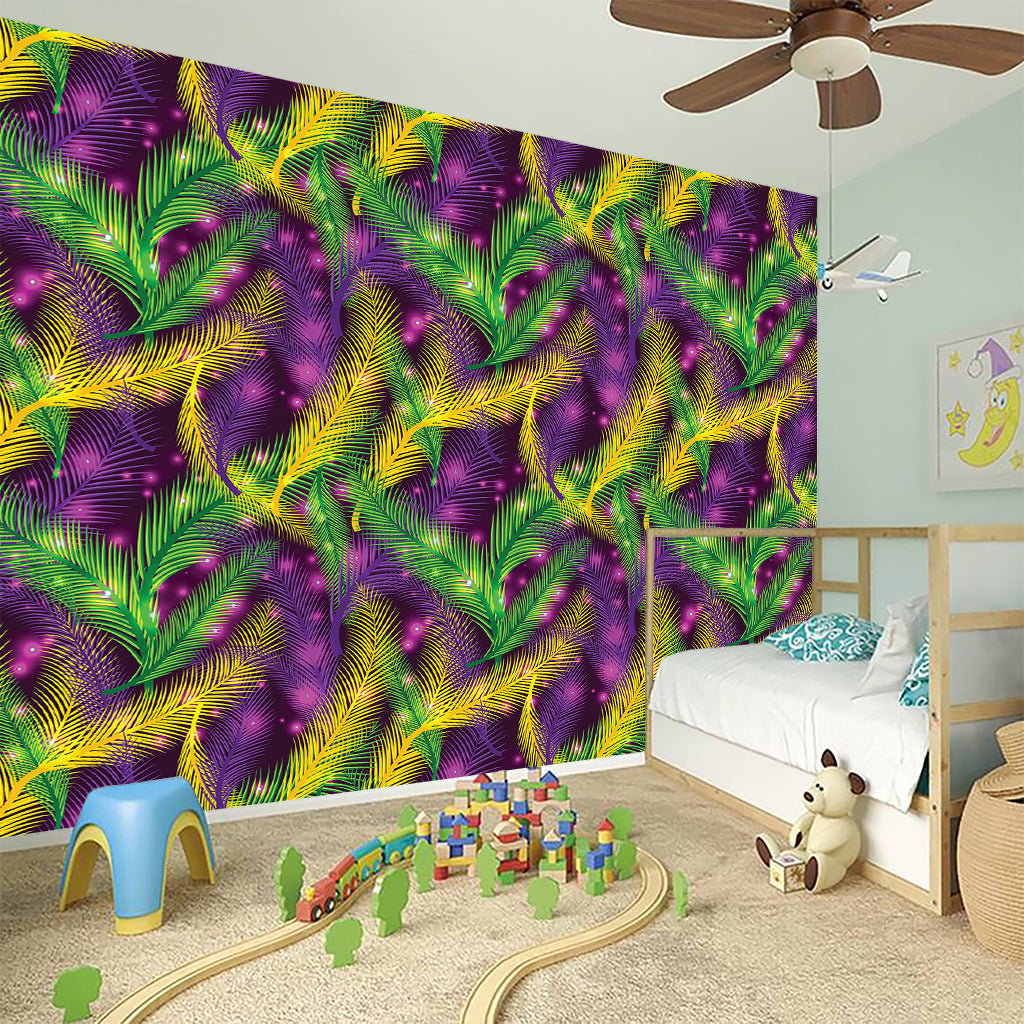 Mardi Gras Palm Leaf Pattern Print Wall Sticker